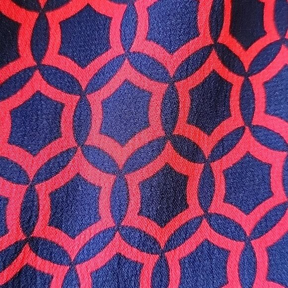 Boden women's belted v-neck maxi 3/4 sleeve red and navy dress 12L viscose - Picture 11 of 12